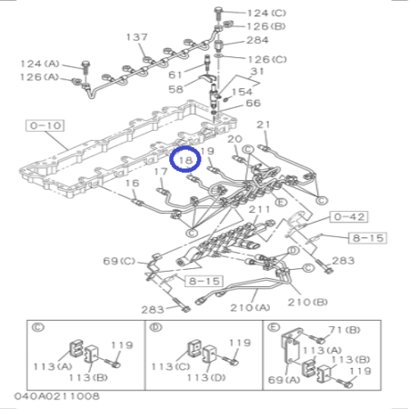 1154168442 Трубка топливная №3 (к форсунке) 6WG1 (Tier3)