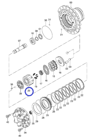 2051451 Блок поршней гидромотора хода Hitachi