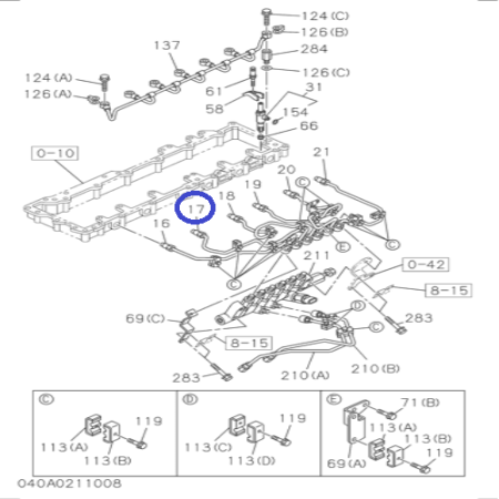 1154168433 Трубка топливная №2 (к форсунке) 6WG1 (Tier3)