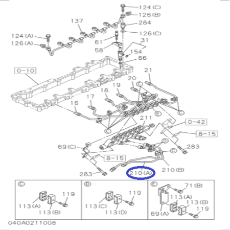 1154168111 Трубка топливная к рампе 6WG1 (Tier3)