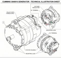Генератор 3646916 для Cummins КТА50