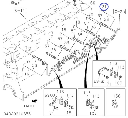 1154164920 Трубка топливная №6 (к форсунке) Isuzu 6WG1 (Tier2)