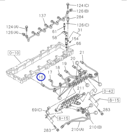 1154168422 Трубка топливная №1 (к форсунке) 6WG1 (Tier3)
