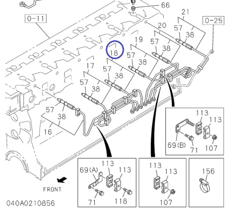 1154164890 Трубка топливная №3 (к форсунке) Isuzu 6WG1 (Tier2)