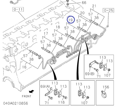 1154164900 Трубка топливная №4 (к форсунке) Isuzu 6WG1 (Tier2)
