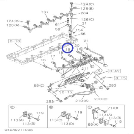 1154168452 Трубка топливная №4 (к форсунке) 6WG1 (Tier3)