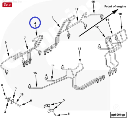Трубка подачи топлива к форсунке 3094752 для Cummins QST30