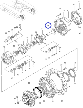 2049585 Вал редуктора хода Hitachi