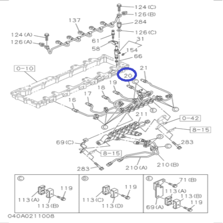 1154168463 Трубка топливная №5 (к форсунке) 6WG1 (Tier3)