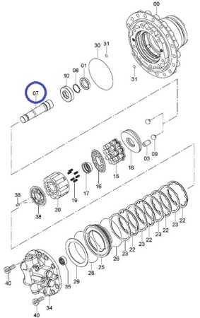 2049166 Вал гидромотора хода Hitachi