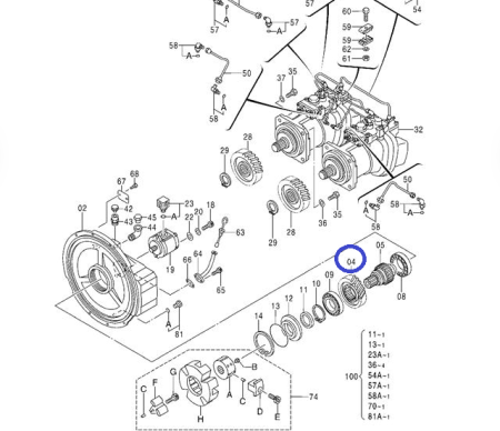 3104554 Шестерня редуктора основных насосов Hitachi