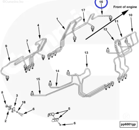 Трубка подачи топлива к форсунке 3094749 для Cummins QST30