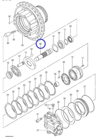 2047884 Вал гидромотора хода Hitachi